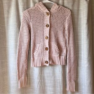 Abercrombie and Fitch | Loose knit baby pink wooden button sweater Women Medium